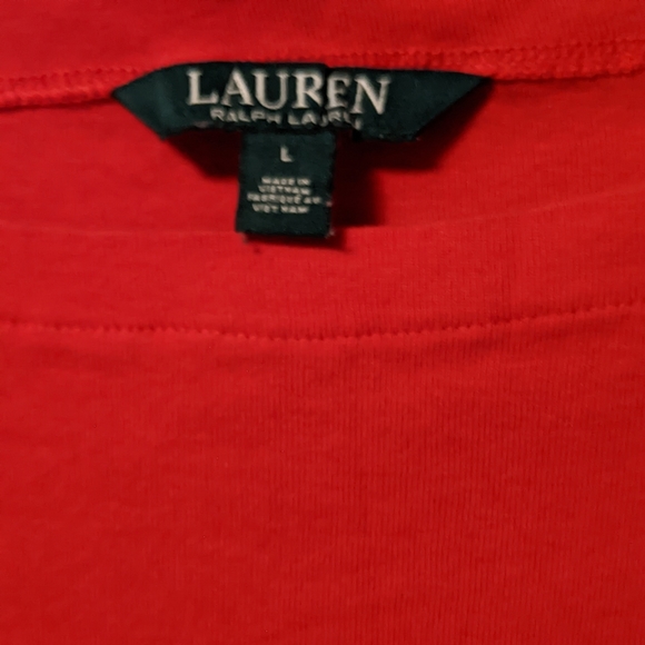 Lauren Ralph Lauren Red Top Cotton Roll Cuff T Shirt Sz. L - Picture 3 of 6